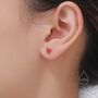 Sterling Silver Red Enamel Glaze Heart Stud Earrings, thumbnail 5 of 12