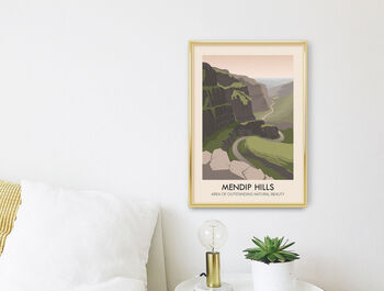 Mendip Hills Aonb Travel Poster Art Print, 2 of 8