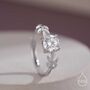Sterling Silver Moissanite Stone And Leaf Ring, thumbnail 1 of 12