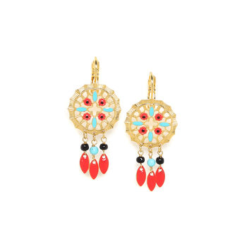 Drop Round Gold Plated Earrings With Dangles Drop, 2 of 3