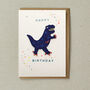 Happy Birthday Blue Dino 'Iron On Patch' Greeting Card, thumbnail 1 of 2