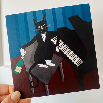 Black And White 'Jazz' Cat Greetings Card, 3 of 5