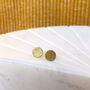 Tiny Minimal Brass Shape Gold Stud Earrings, thumbnail 2 of 5