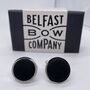 Irish Linen Cufflinks In Black, thumbnail 1 of 2