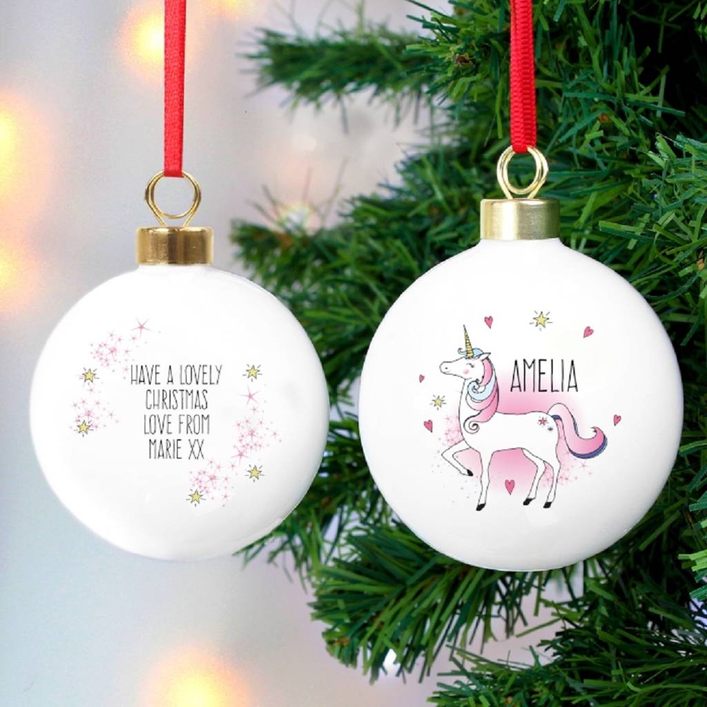 Personalised Unicorn Christmas Bauble By Oli & Zo