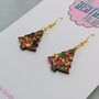 Small Green, Gold And Pink Glitter Christmas Tree Earrings, thumbnail 4 of 4
