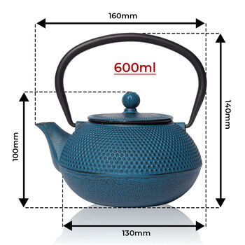 Blue Tenshi Cast Iron Teapot 600ml, 2 of 7
