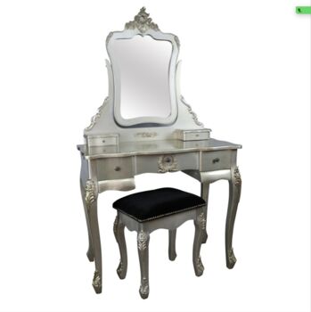 French Antique Dressing Table In White , Gold Or Cream, 6 of 10