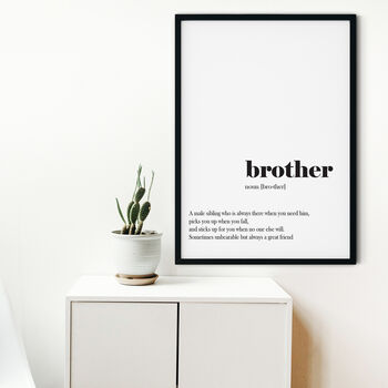 Framed Brother Definition Typography Print, 2 of 4