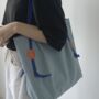 Y2 K Large Nylon Shoulder Tote Bag With Navy Straps, thumbnail 5 of 9