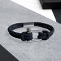 Men's Nautical Double Strand Shackle And Navy Rope Bracelet, thumbnail 3 of 5