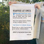 'Wanted: For Washing Up Duties' Tea Towel Gift For Husband, thumbnail 2 of 4