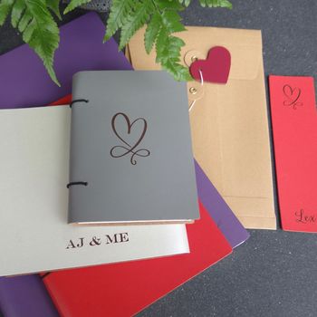 Personalised Heart Engraved Leather Journal, 6 of 7