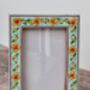 Hand Painted Turquoise Flower Patterned Small Photo Frame, thumbnail 2 of 4