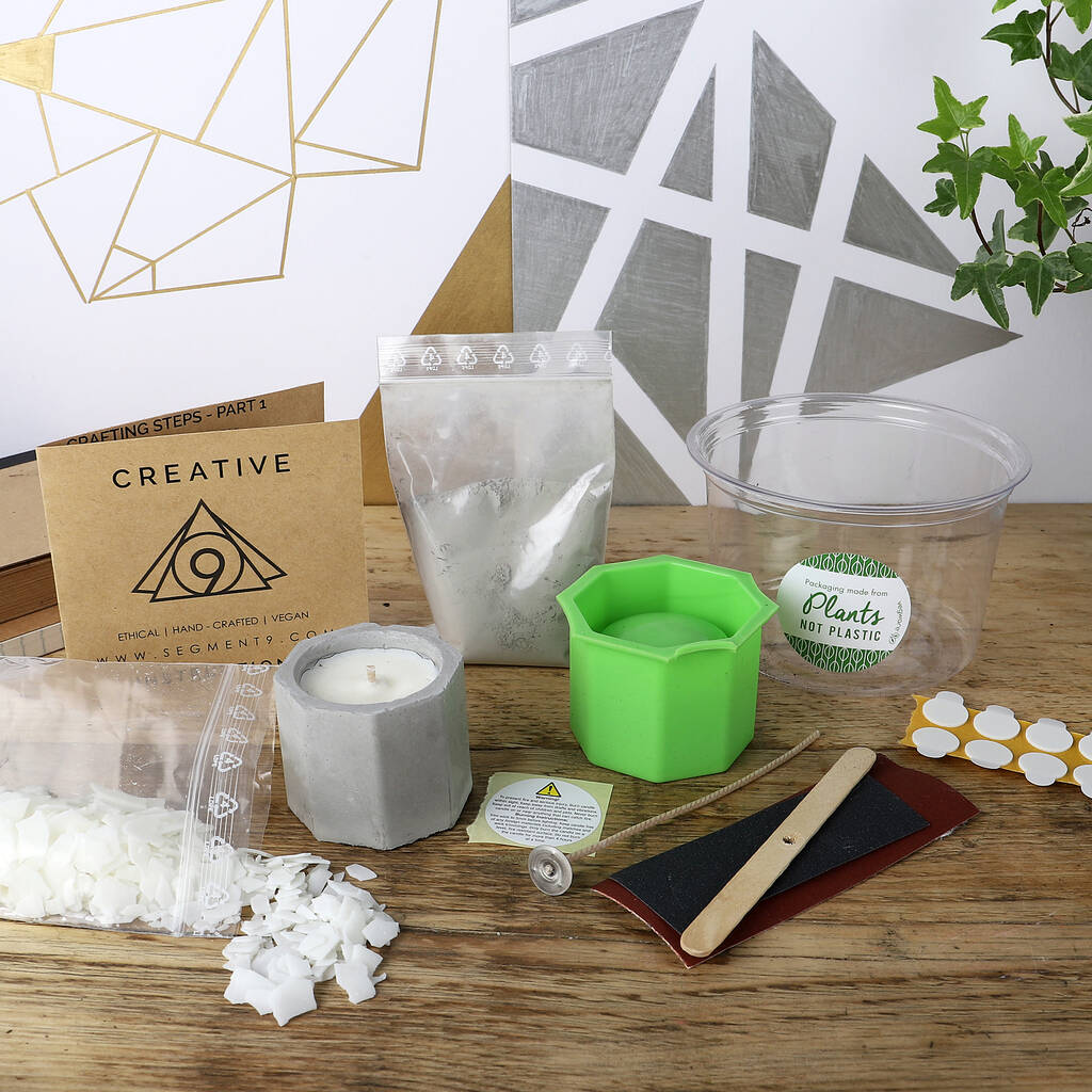 Geometric Concrete Soy Candle Making Kit By Segment 9