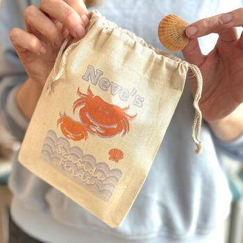 Personalised Crab Seaside Finds Bag, 2 of 5