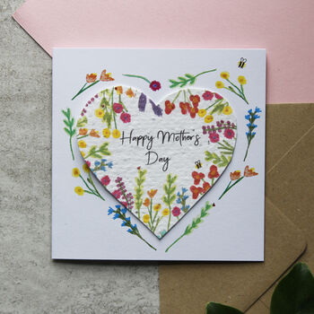 Mother's Day Wildflower Plantable Seed Heart Card, 5 of 9