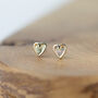 Solid 9ct Gold Tiny Double Heart Studs, thumbnail 1 of 5