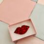 The 'Sparkle Kiss' Red Lips Glitter Brooch / Valentines Or Galentines Gift / Retro Brooch / Pop Art Jewellery, thumbnail 2 of 5