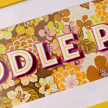 'Toodle Pip' Screen Print On Vintage Wallpaper, 2 of 4