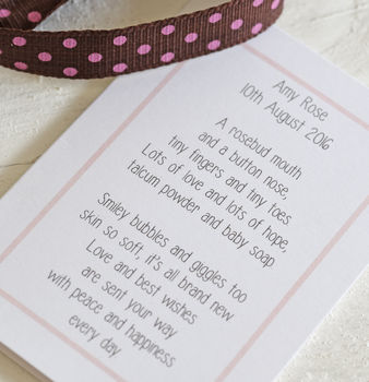 Personalised New Baby Girl Bracelet And Poem, 3 of 9