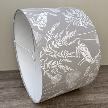 Kielder Hare Dove Grey Wildlife Drum Lampshades, 6 of 9