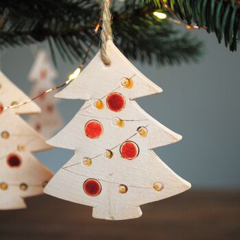 Set Of Three Christmas Tree Decoration Scented Ceramic, 3 of 6