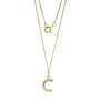 9ct Yellow Solid Gold Cubic Zirconia Initial Necklace, thumbnail 3 of 9