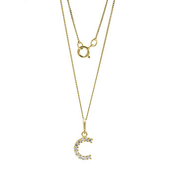 9ct Yellow Solid Gold Cubic Zirconia Initial Necklace, 3 of 9