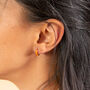 Coral Enamel 14k Gold Vermeil Plated Huggie Earrings, thumbnail 2 of 6