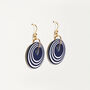Navy And White Stripey Circular Earrings, thumbnail 3 of 6