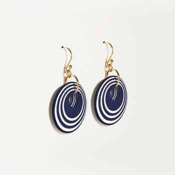 Navy And White Stripey Circular Earrings, 3 of 6