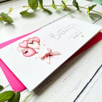 Handmade Birthday Money Wallet. Pink Balloon Design, 3 of 3