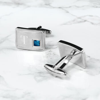 Personalised Birthstone Crystal Cufflink Set, 9 of 12