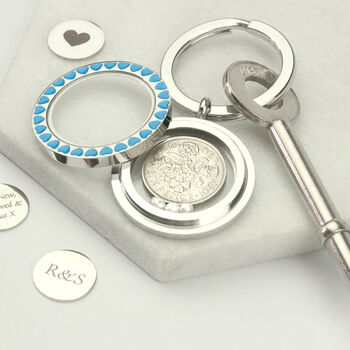 Something Old, New, Borrowed, Blue Bridal Sixpence Keyring, 10 of 12