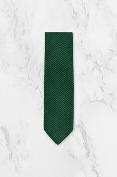 Handmade 100% Polyester Knitted Tie In Dark Green, 3 of 3