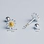Sterling Silver Screw Back Daisy Stud Earrings, thumbnail 2 of 5