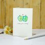 Personalised Apples In Love Handmade Card, thumbnail 2 of 2