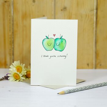 Personalised Apples In Love Handmade Card, 2 of 2
