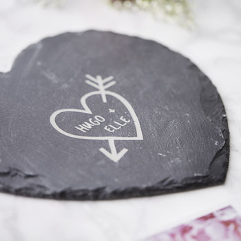 Carved Heart Slate Personalised Cheese Board, 2 of 2