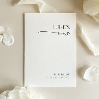 Luxury 'His Vows' Wedding Vows Card, Modern Script, Personalised, 7 of 11