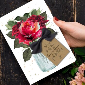 Luxury Personalised Scented Birthday Card For Her Red Rose, 3 of 6