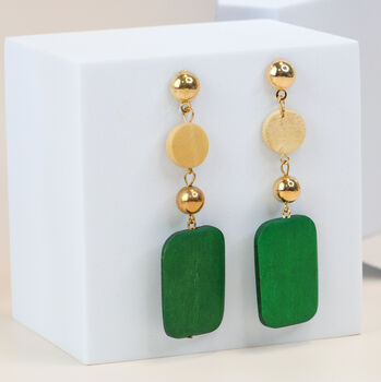 Gold Plated Composite Wood Earrings, 3 of 5