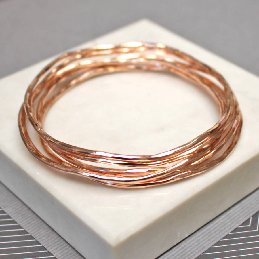 rose gold stacking bangles by jamie london | notonthehighstreet.com