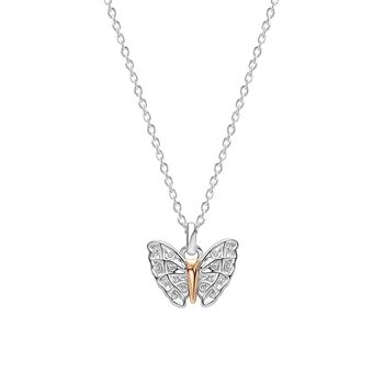 Kids Sterling Silver And Rose Gold Butterfly Necklace, 2 of 5