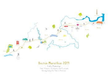 Boston Marathon Route Map Personalised Print, 6 of 6