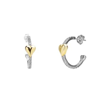 Hoop Heart Pave Sterling Silver Earrings, 11 of 12