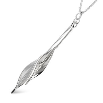 Forged Silver Double Leaf Pendant, 5 of 6