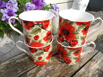 Set Of Four Gift Boxed Palace Mugs In Red Poppy Design, 3 of 9