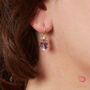 Purple Amethyst, Ruby And Peridot Cluster Hook Drop Earrings, thumbnail 1 of 8